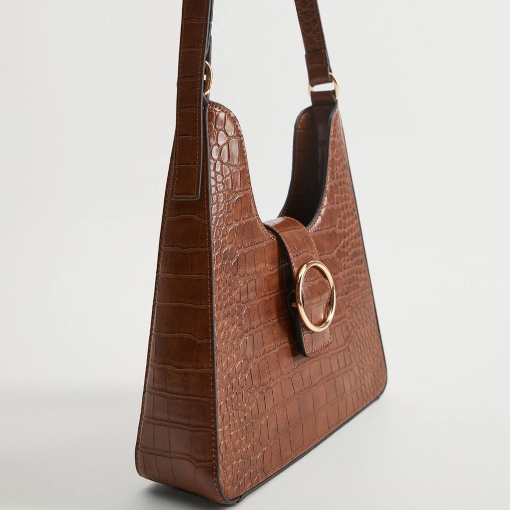 Madison West Embossed Croc Vegan Leather Shoulder Bag